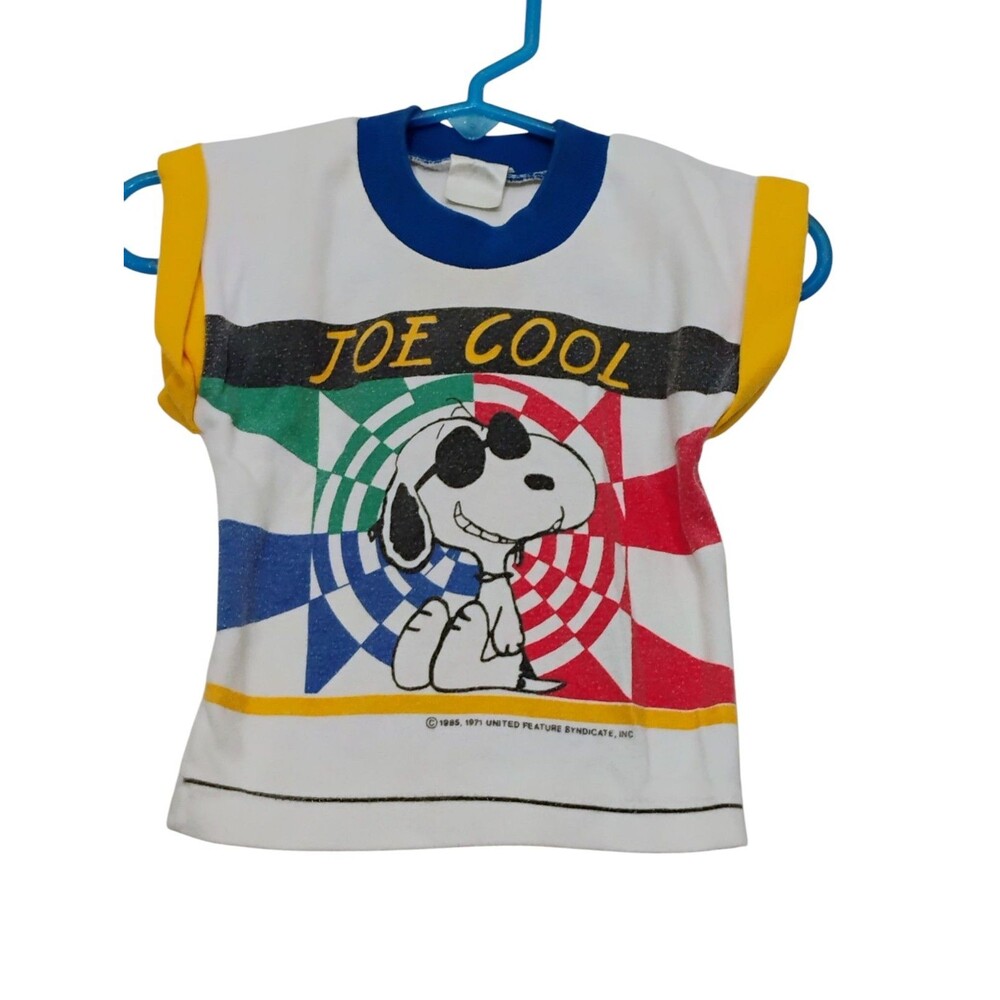 VTG Babyfair Snoopy Shirt Toddler Size 12M White Blue Made‎ USA
